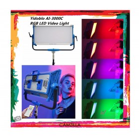 Yidoblo AI-3000C RGB LED Video Light Dimmable 2800k-9990k 300w CRI 95 Studio Photo Lamps Metal Panel with 12 Lighting Effects with powerCON Cable, 3m DC